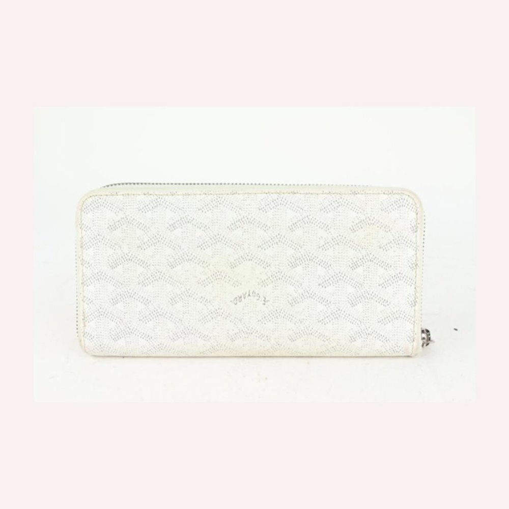 Goyard White Chevron Matignon GM Zip Around Wallet 1020gy39